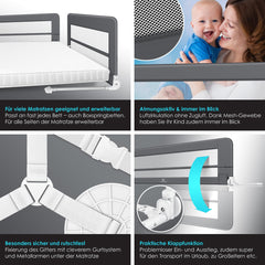 KESSER® Bedhekje - Kinderbedhek - Babybedhek - 150cm - Donkergrijs •