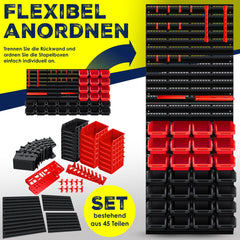 MASKO® Gereedschapswand - 45-delig - Inc. Haken - Rood