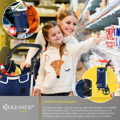 KESSER® Boodschappentrolley - Boodschappenwagen - 56L - tot 50kg - Marineblauw