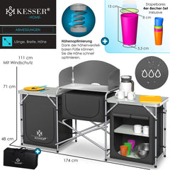 KESSER® Campingkeuken Opvouwbaar - Kampeerkeuken - Antraciet