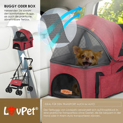 LOVPET® Hondenbuggy 2in1 Huisdieren - Wandelwagen - Rood