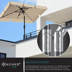 KESSER® Parasol LED Solar - Verstelbaar - Vierkant - Beige