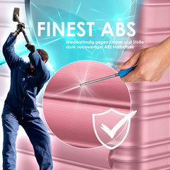 KESSER® 4x Koffer, reiskofferset, trolley koffer, incl. bagageweegschaal + bagagelabel rollend kofferslot, 4 wielen ABS, harde schaal telescoopgreep S-M-L-XL - Roze