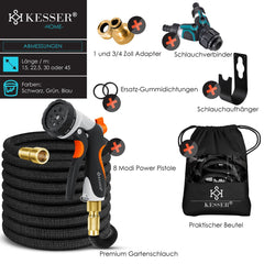 Flexibele Tuinslang - Inc. sproeikop - 45 meter - Zwart