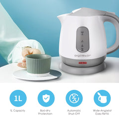 Waterkoker - Elektrish - 1L - 1100W - Wit •