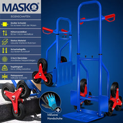 Masko® Steekwagen - Opvouwbaar - Transportwagen - Trappenklimmer - Blauw