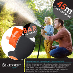 Flexibele Tuinslang - Inc. sproeikop - 45 meter - Zwart