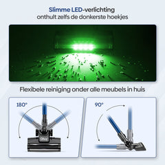 Steelstofzuiger Draadloos - Met Dweilfunctie - 5 Zuigniveaus - Vacuum Cleaner - Draadloze Snoerloze Stofzuiger - Zonder Zak - Op Accu - 350W - 35Kpa - Kruimeldief - Olvy •