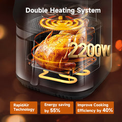 Airfryer XXL - heteluchtfriteuse - 8,8L - 2200W - Zwart •