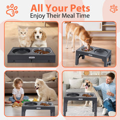 Voerbak Hond - Drinkbak Hond - 7,5-31 cm Hoog - Grijs - Nobleza •