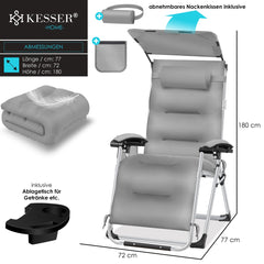 Tuinstoel - Ligstoel - Verstelbaar - Opvouwbaar - Grijs - KESSER®