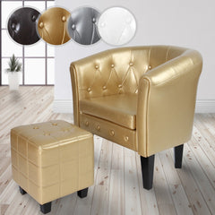 Fauteuil met armleuning - Relaxstoel - Met Hocker - Goud - MIADOMODO