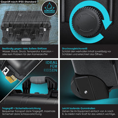 KESSER® Camera Koffer met Wielen - Weerbestendig - Zwart •