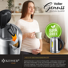 Waterkoker met temperatuurregeling - RVS - 1.7L - 2200W - Zilver