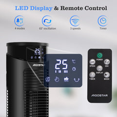 Aigostar Torenventilator - Fluisterstil - Oscillatie - Zwart