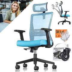 KESSER® Ergonomische Bureaustoel - Gamestoel - Office Chair - Blauw •