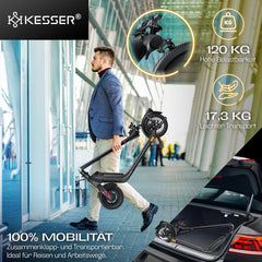 KESSER® Elektrische Step 10" E-Scooter Max. 25km/h - Electrische Scooter Bereik ±40km Opvouwbare 450W E-Step 10ah max. belasting tot 120 kg - Carboon