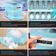 IJsblokjesmachine – 12kg/24 uur – IJsmachine - IJsblokjesmaker - Blauw - KESSER® •