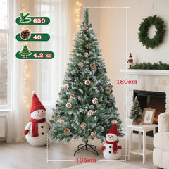 Kerstboom met sneeuw - Kunstkerstboom - 180 cm - Met standaard - Aigostar