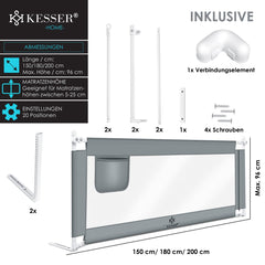 KESSER® Bedhekje - Kinderbedhek - Babybedhek - 200cm - Lichtgrijs •