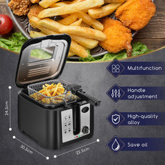 Frituurpan - Friteuse - Geurfilter - 1650W - Zwart - 2.5L - Aigostar •