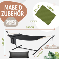 KESSER® Hangmat - Voor 2 personen - Tot 200kg - Antraciet