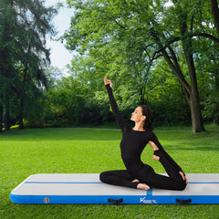 KM-Fit Airtrack - Turnmat - 5 m - Gymnastiekmat Opvouwbaar - Incl. elektrische pomp & patch kit - Blauw