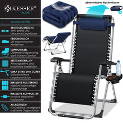 Tuinstoel - Ligstoel - Verstelbaar - Opvouwbaar - Blauw - KESSER®