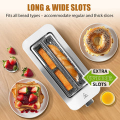 Broodrooster - Toaster - 4 sleuven - 1400W - RVS •