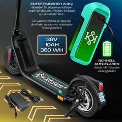 KESSER® Elektrische Step 10" E-Scooter Max. 25km/h - Electrische Scooter Bereik ±40km Opvouwbare 450W E-Step 10ah max. belasting tot 120 kg - Zwart