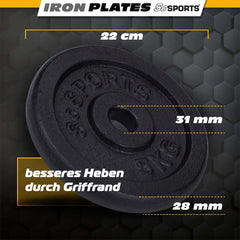 Halterschijven - Halter gewichten - 30 mm - 27,5 kg - Gietijzer - ScSPORTS®