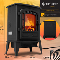 KESSER® Elektrische Haard met Ventilatorkachel 2000W Elektrische Sfeerhaard Verwarming LED Haard effect Vlam Effect Kachel & Afstandsbediening Geluidsarm Verstelbaar - Zwart