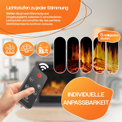 KESSER® Sfeerhaard Elektrisch Haard 1800W met LED Vlammen Dimbaar - Electrische Kachel met Timer & Afstandsbediening - Elektrische Verwarming met Thermostaat - Steenmotief / Grijs