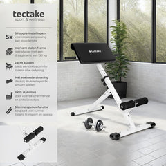 tectake® Rugtrainer en Buiktrainer - Multifunctionele Buikspierbank - 89 x 69 x 88 cm - Opvouwbaar - In Hoogte Verstelbaar - Trainingsbank - Fitnessbank