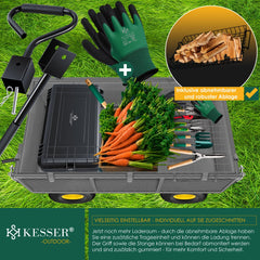 KESSER® Bolderkar - Bolderwagen tuinkar transportkar 700kg beladen tuinkar, incl. afneembaar zeil, luchtbanden gereedschapskar veelzijdig te gebruiken incl. handschoenen + dienblad