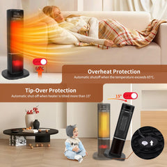 Elektrische Kachel - Keramische Ventilatorkachel - Heater - 2000W - Zwart - Aigostar •