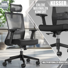 KESSER® Ergonomische Bureaustoel - Gamestoel - Office Chair - Zwart