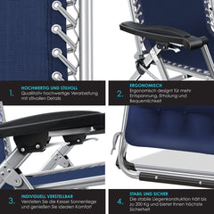 Tuinstoel - Ligstoel - Verstelbaar - Opvouwbaar - Blauw - KESSER®