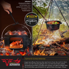 KESSER® Dutch Oven Set - 7,3L - Vuurpan - Stoofpan - Gietijzeren pan