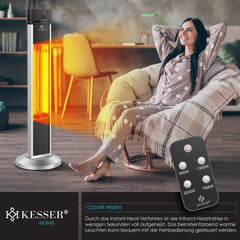 KESSER® Infrarood terrasverwarmer - Infrarood verwarming- 2000W - Zilver