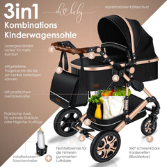 Kinderwagen 3 in 1 - Buggy - Wandelwagen - Kinderbuggy - Champagne - KESSER®