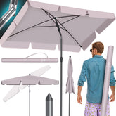 KESSER® Stokparasol Inclusief Beschermhoes & Draagtas 200 × 125cm - Parasol voor Balkon, Tuin & Terras Tuinparasol Strandparasol - Taupe