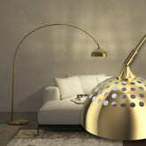 tectake®- Booglamp vloerlamp woonkamer - Retro vintage eetkamerlamp - Hangend, ideaal voor eettafel en woonkamer - Arc-lamp - goudkleurig