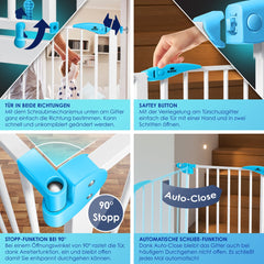 KIDIZ® Traphekje zonder boren - Veiligheidshekje - 74-87cm - Wit