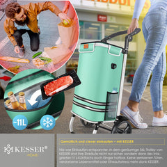 KESSER® Boodschappentrolley met koelvak - Boodschappenwagen 56 liter - Steekwagen functie draagkracht tot 50 kg Opvouwbare Boodschappenkar - Mintgroen