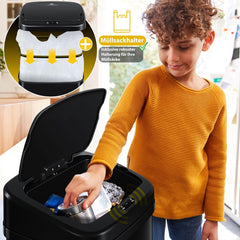 KESSER® Sensor RVS prullenbak - 52L - Softclose deksel - Zwart (U)