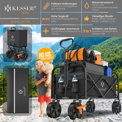 Bolderkar - Opvouwbaar - Bolderwagen - Zwart - KESSER®