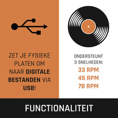 Lenco Platenspeler - Ingebouwde Speakers - Auto-stop - USB encoding - LS-50WD - Hout •