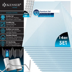 KESSER® 14x Polycarbonaat Dakplaten - Broeikas Platen - 150x70 cm - Doorzichtig