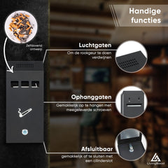 Vesto® Wandasbak - Asbak voor buiten – Rookpaal – Buitenasbak – Grote Asbak – Muurasbak – Stormasbak – Peukenzuil - Ideaal voor Terras & Bedrijf